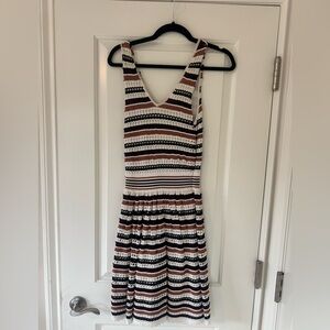 Sandro Striped V-Neck Knit Mini Dress